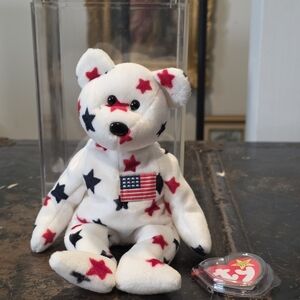 Ty Beanie Baby "Glory" the Bear 1998 Mint w/ Tag Protector PE Pellets USA